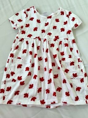 Old Navy White Dress with Red Leaf Print